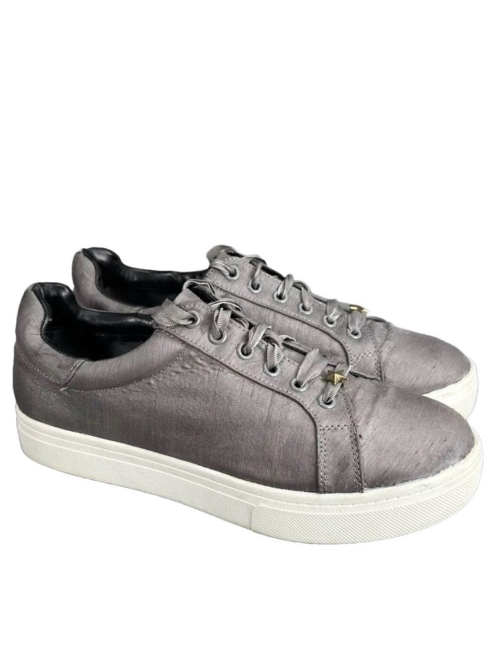 Sam Edelman Platform Low Top Sneaker 9.5 M Circus Gray Satin